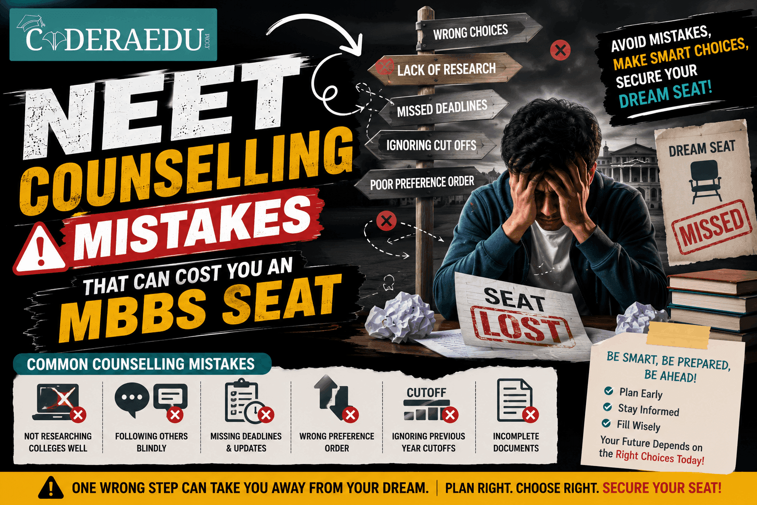 Student reviewing NEET counselling 2026 mistakes to avoid before losing an MBBS seat