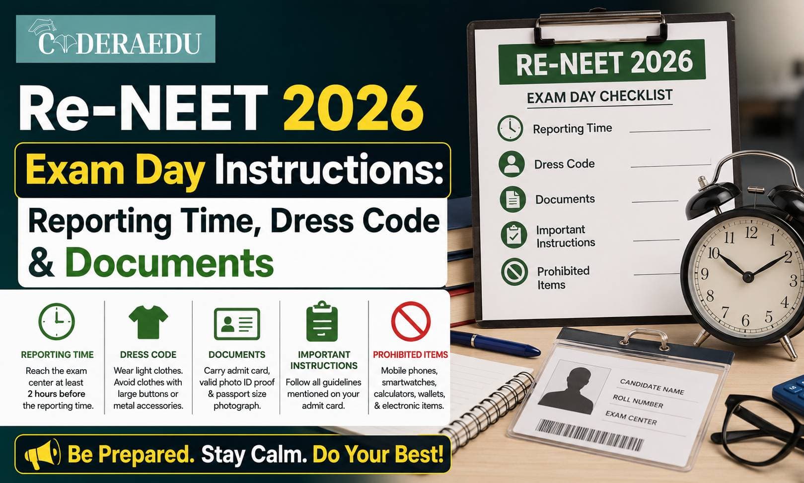 Re-NEET 2026 Exam Day Instructions: Reporting Time, Dress Code & Documents