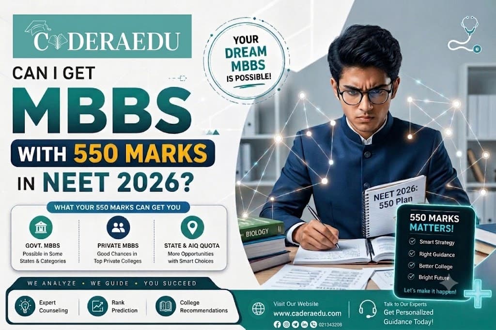 Student reviewing NEET 2026 score of 550 marks for MBBS admission chances