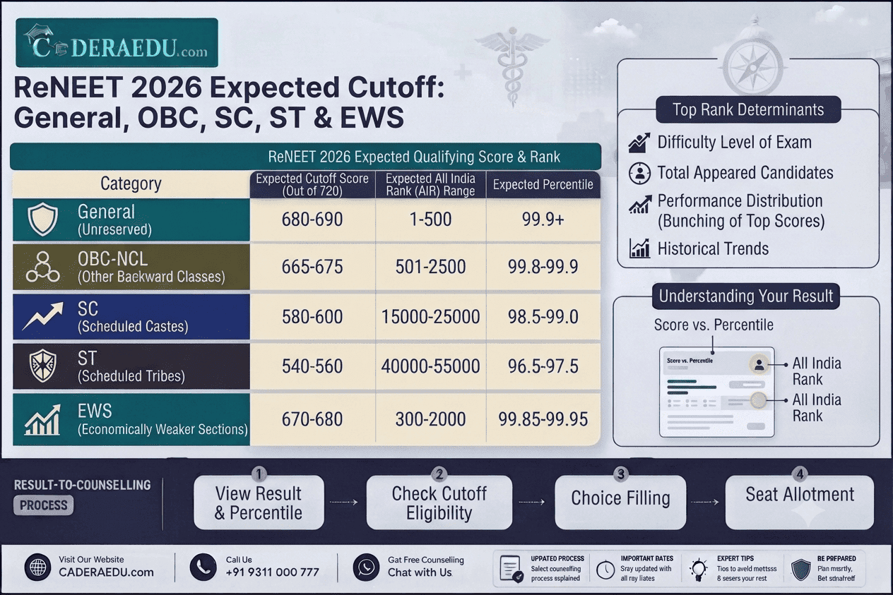Re-NEET 2026 Expected Cutoff: General, OBC, SC, ST & EWS