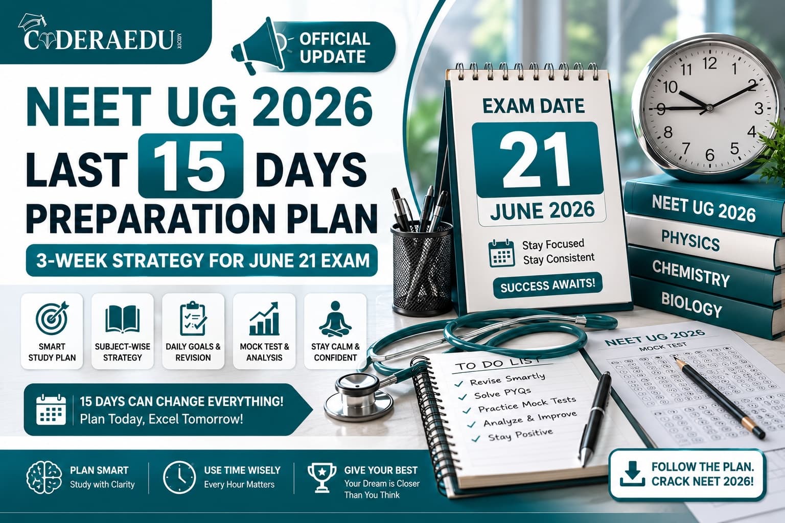 NEET UG 2026 Last 15 Days Preparation Plan: 3-Week Strategy for June 21 Exam