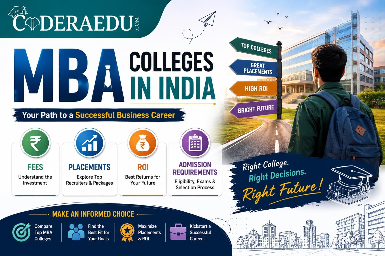 Comparison chart of top MBA colleges in India by fees, placement package and ROI