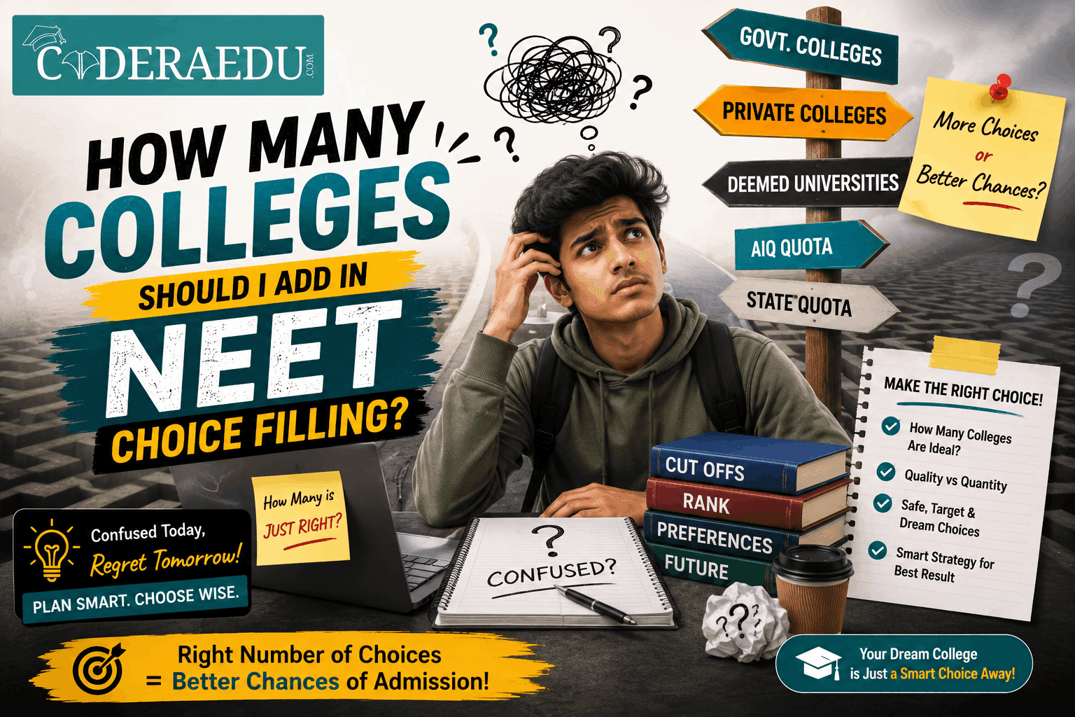 Student deciding how many colleges to add in NEET choice filling 2026