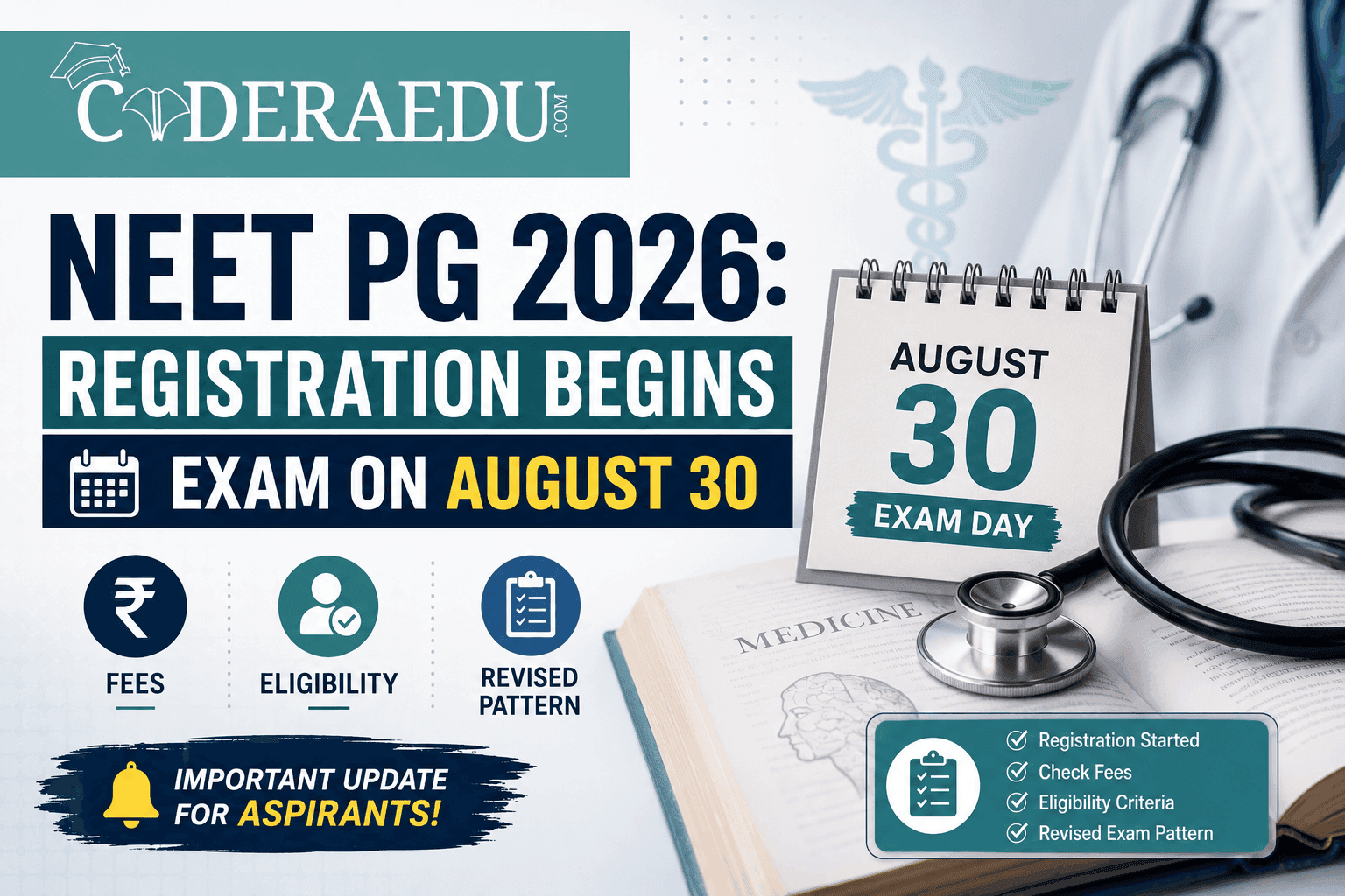 NEET PG 2026 registration and exam date announcement for MD MS admissions