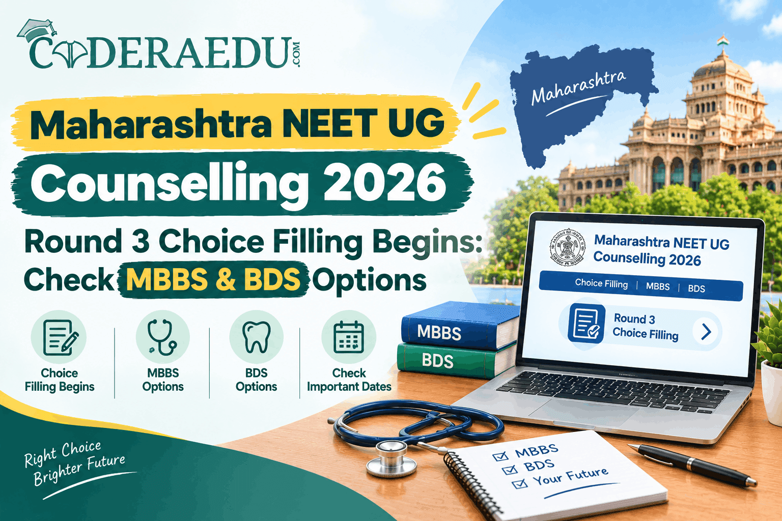 Maharashtra NEET UG Counselling 2026 Round 3 Choice Filling Begins: Check MBBS & BDS Options