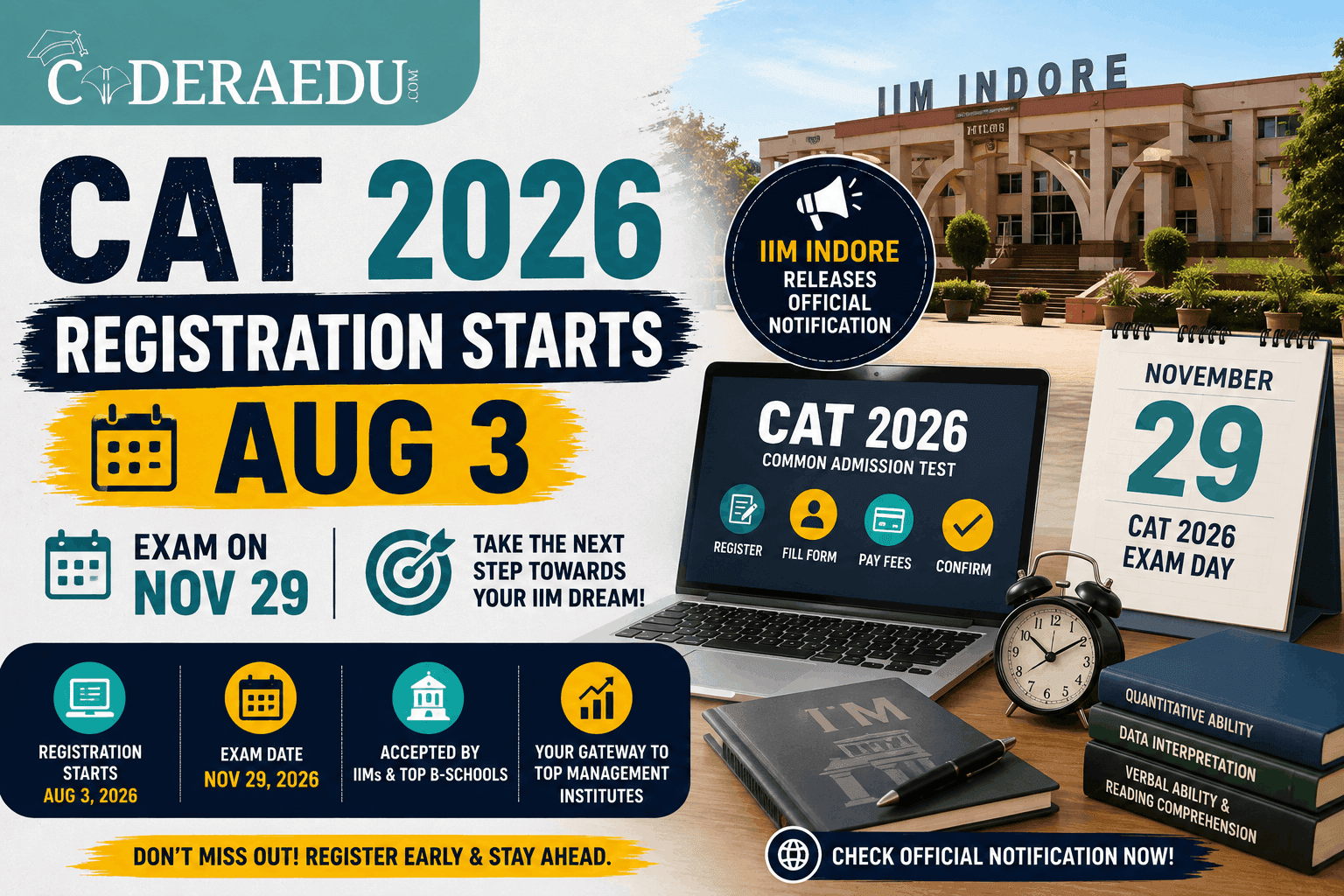 CAT 2026 Registration Starts Aug 3, Exam on Nov 29; IIM Indore Releases Official Notification