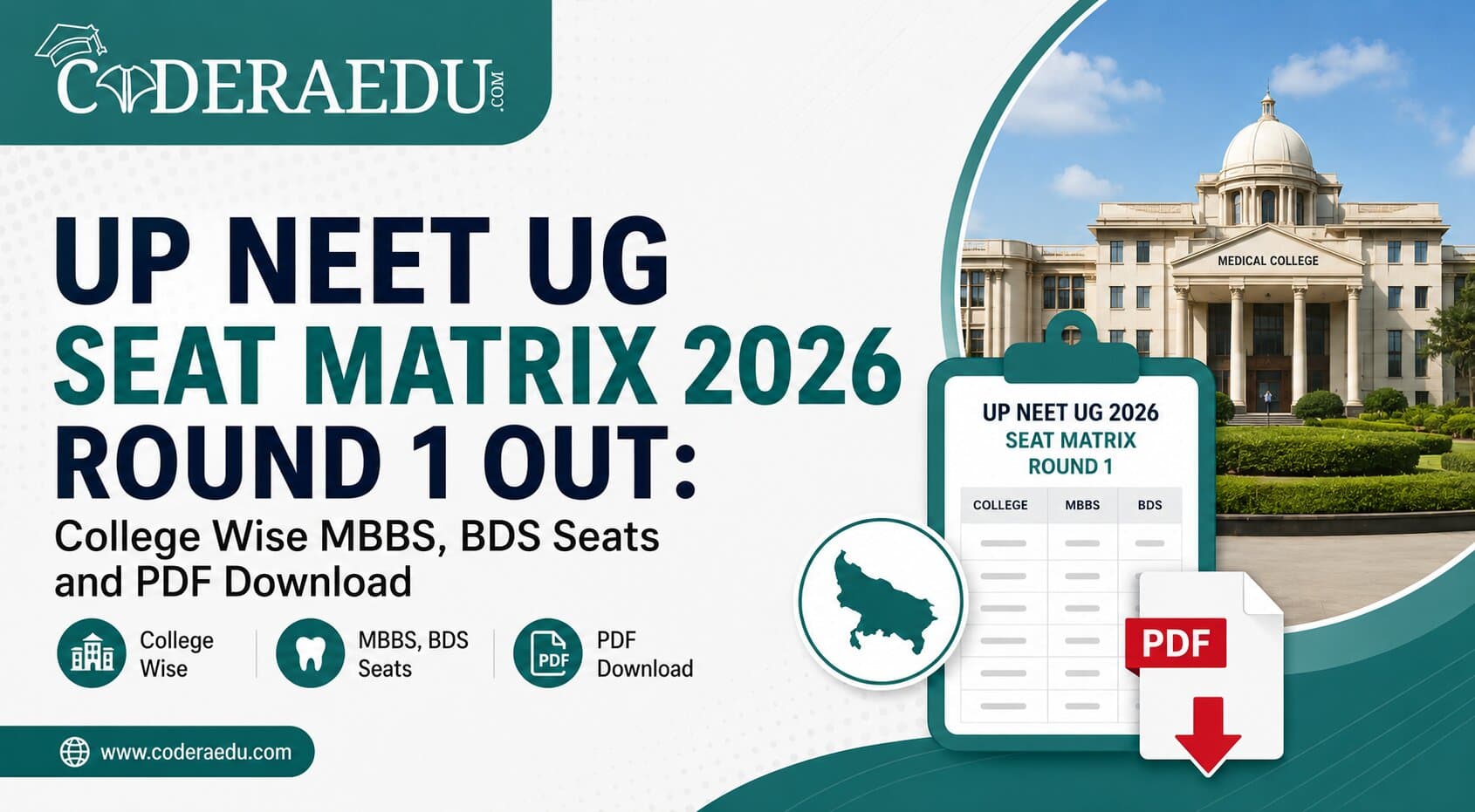 UP NEET UG Seat Matrix 2026 Round 1 Out: College Wise MBBS, BDS Seats and PDF Download