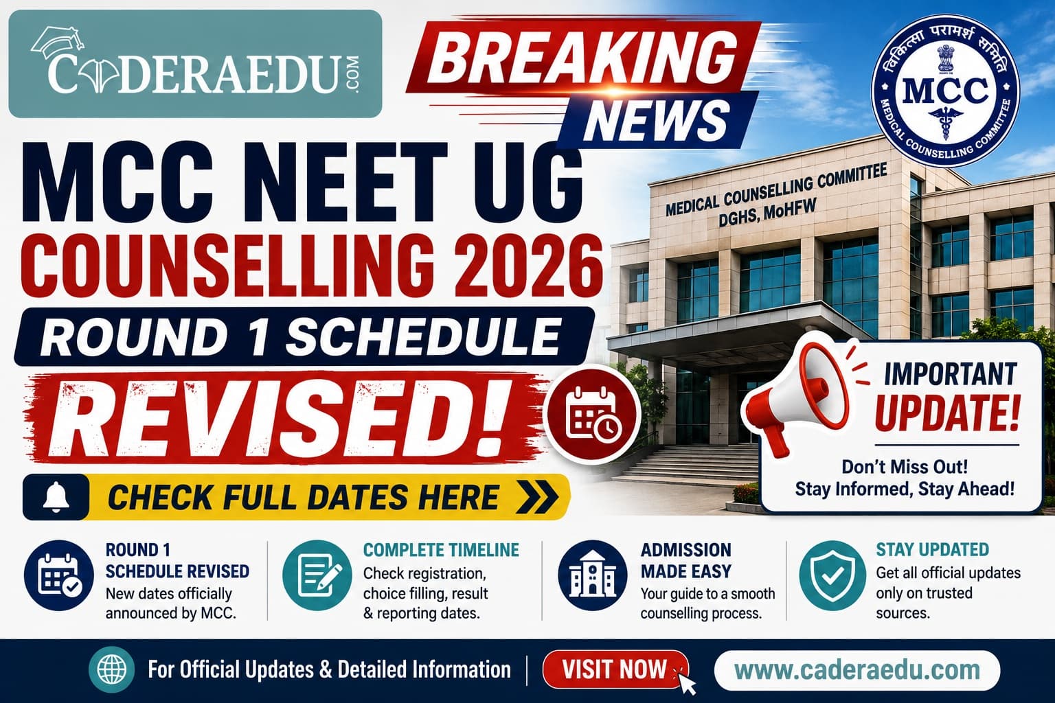 MCC NEET UG Counselling 2026 Round 1 Schedule Revised: Check Full Dates Here