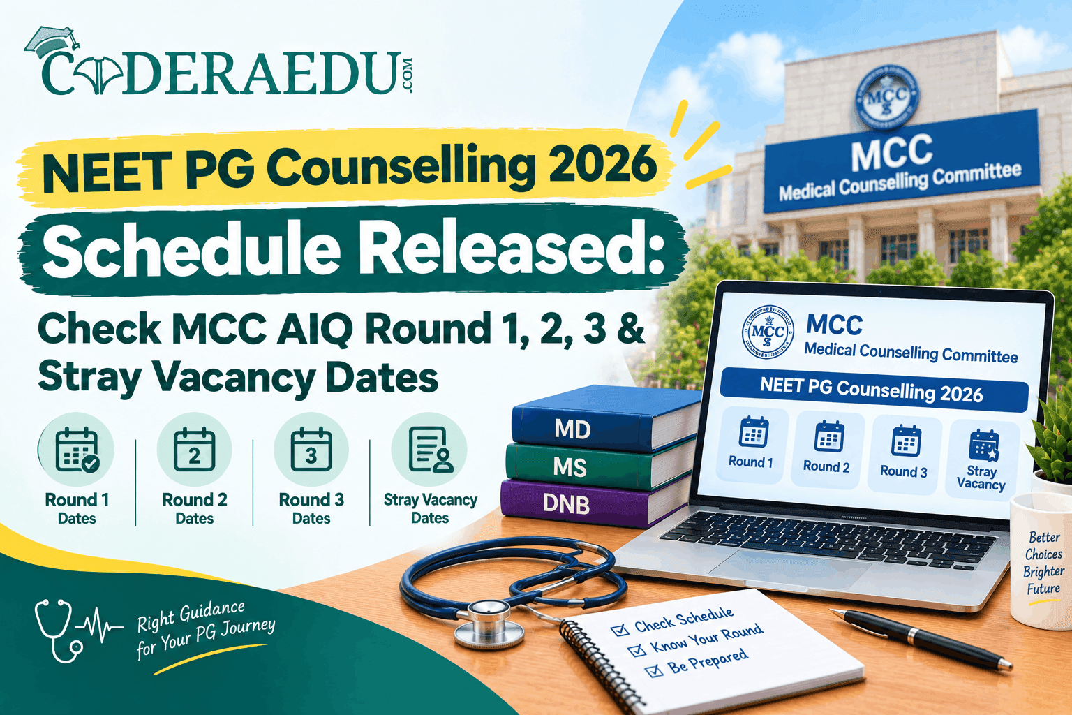 NEET PG Counselling 2026 Schedule Released: Check MCC AIQ Round 1, 2, 3 & Stray Vacancy Dates