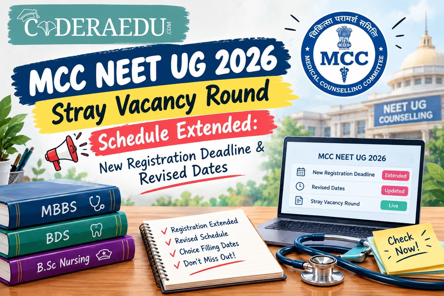 MCC NEET UG 2026 Stray Vacancy Round Schedule Extended: New Registration Deadline & Revised Dates