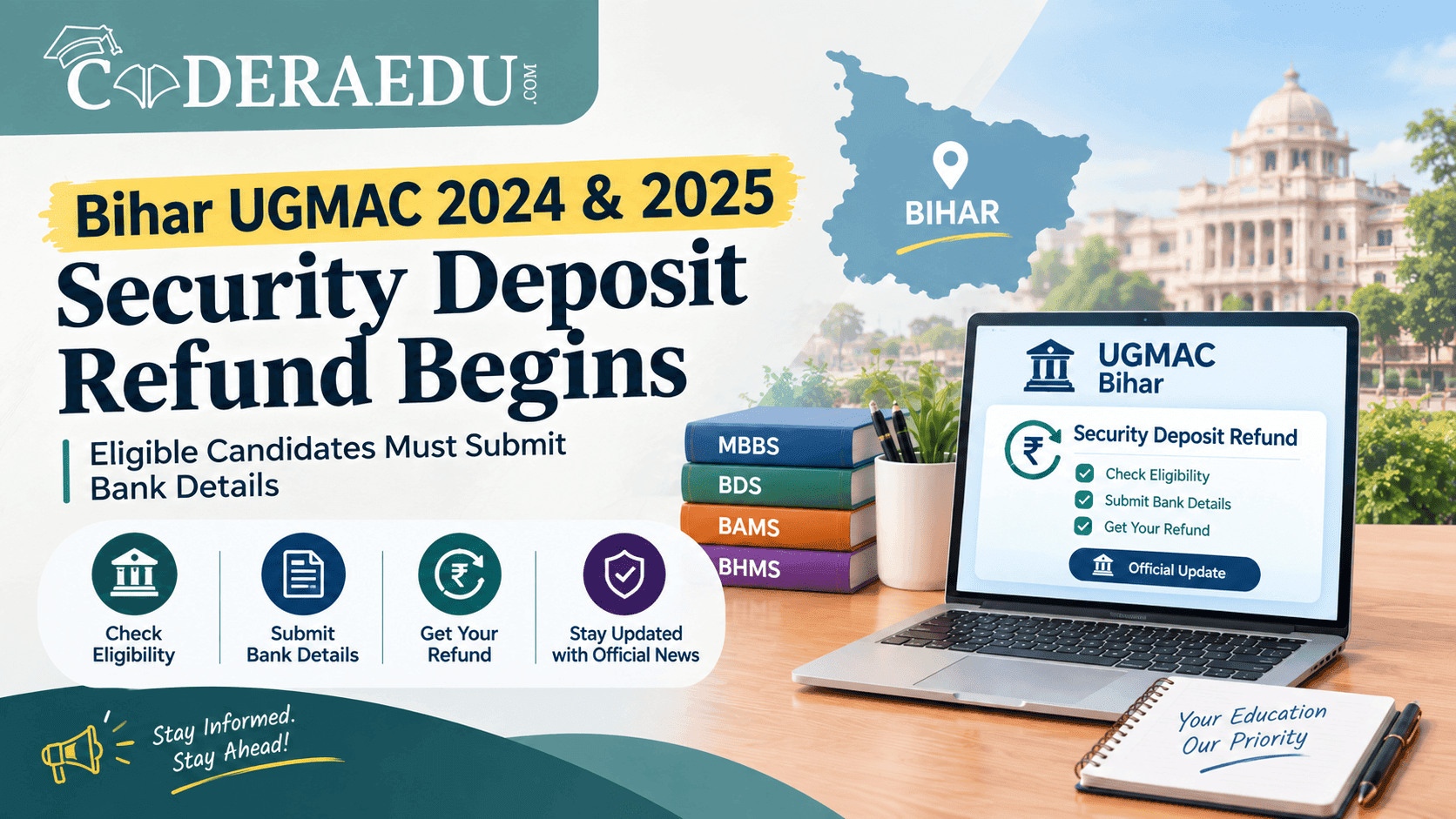 Bihar UGMAC 2024 & 2025 Security Deposit Refund Begins: Eligible Candidates Must Submit Bank Details