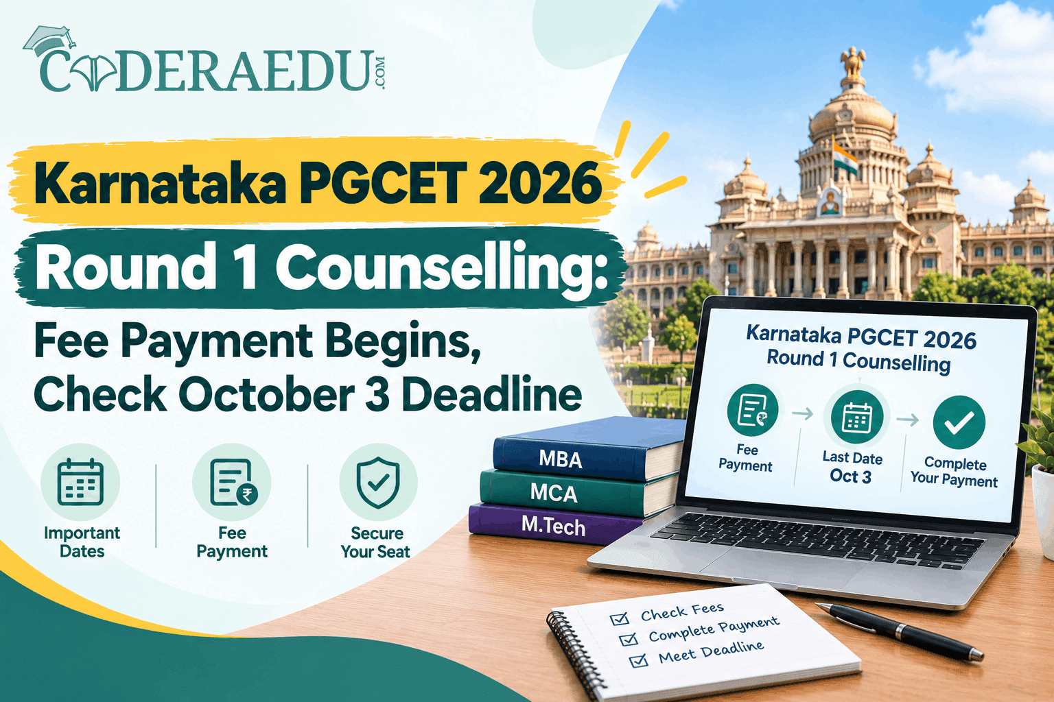 Karnataka PGCET 2026 Round 1 Counselling: Fee Payment Begins, Check October 3 Deadline