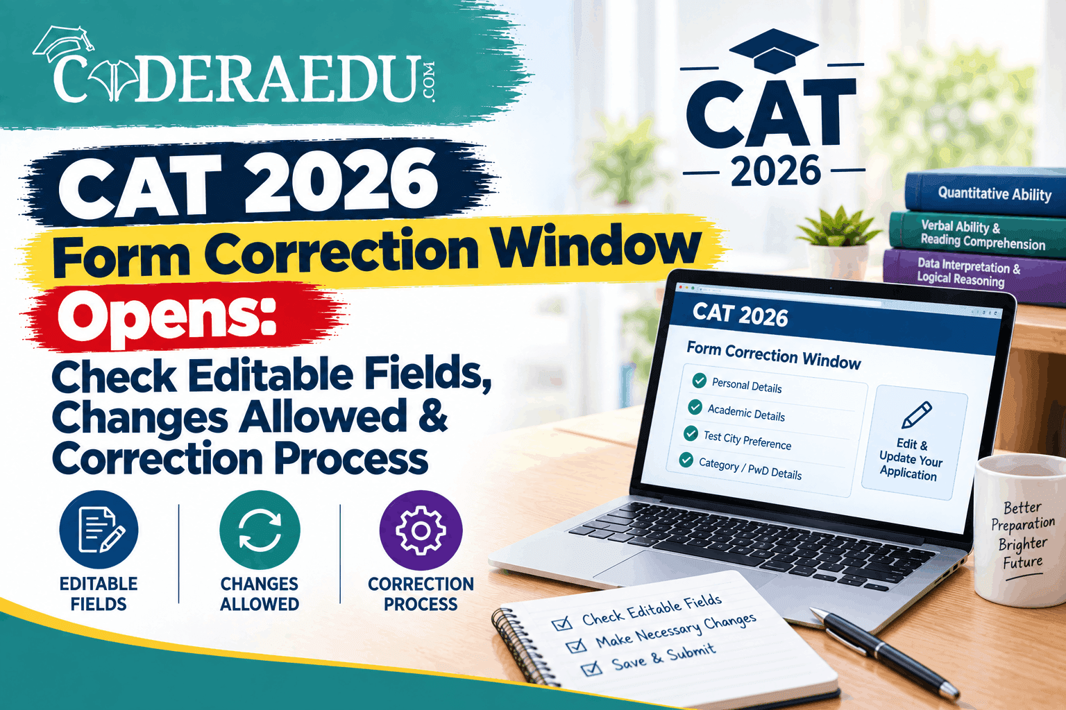 CAT 2026 Form Correction Window Opens: Check Editable Fields, Changes Allowed & Correction Process