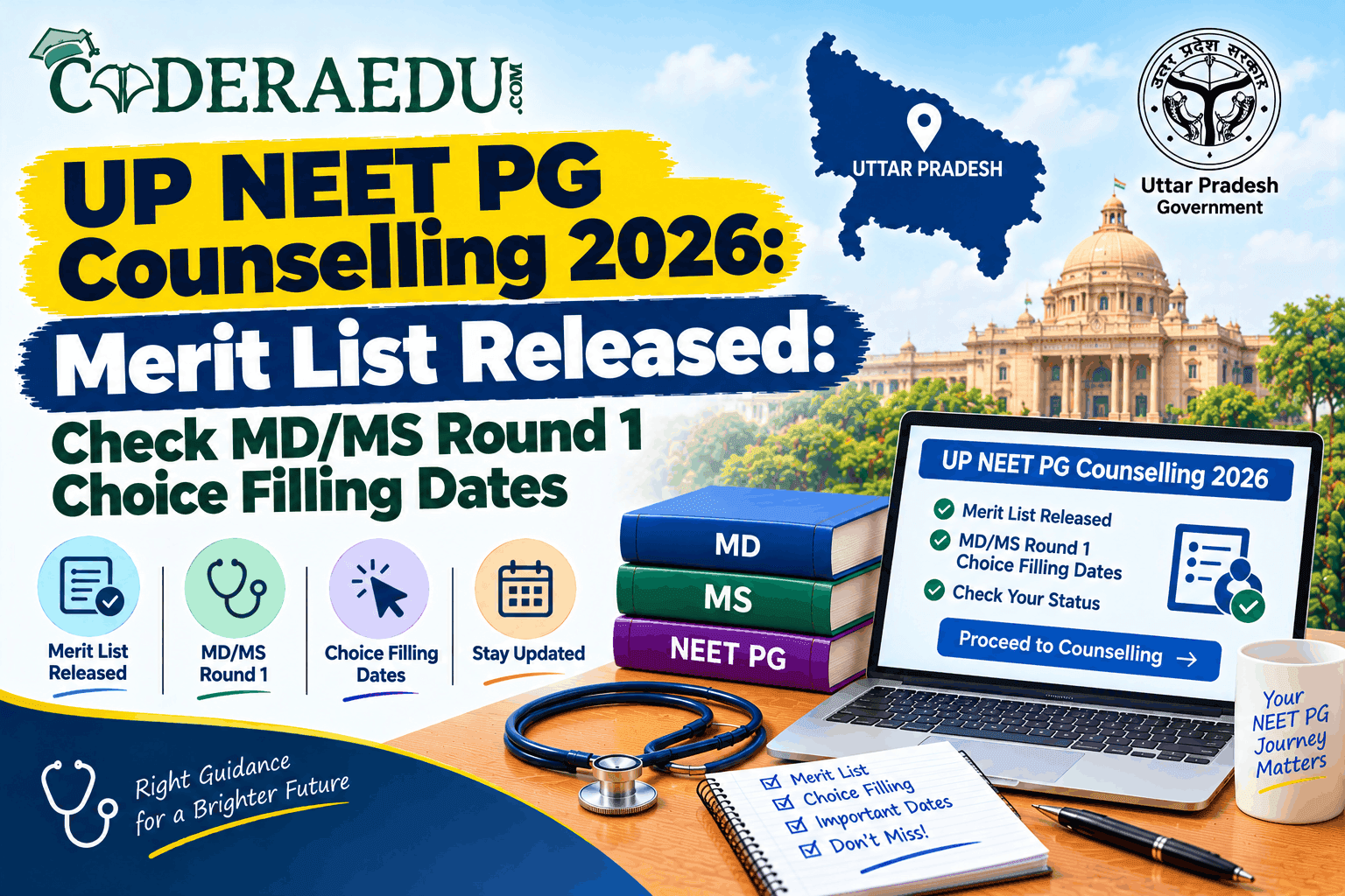 UP NEET PG Counselling 2026 Merit List Released: Check MD/MS Round 1 Choice Filling Dates