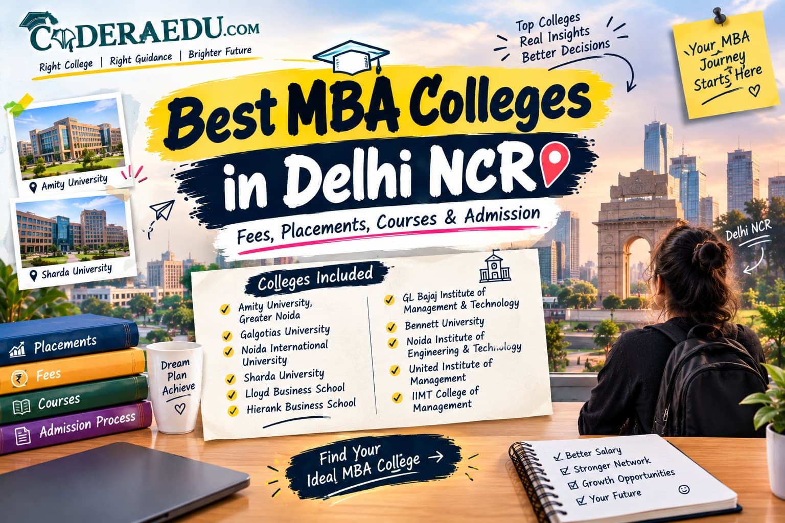 Best MBA colleges in Delhi NCR compared by MBA fees and placement highlights