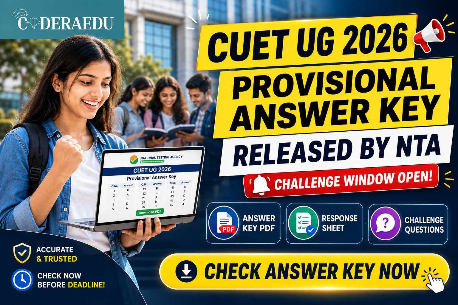 CUET UG 2026 Provisional Answer Key Released: Raise Objections Till June 11