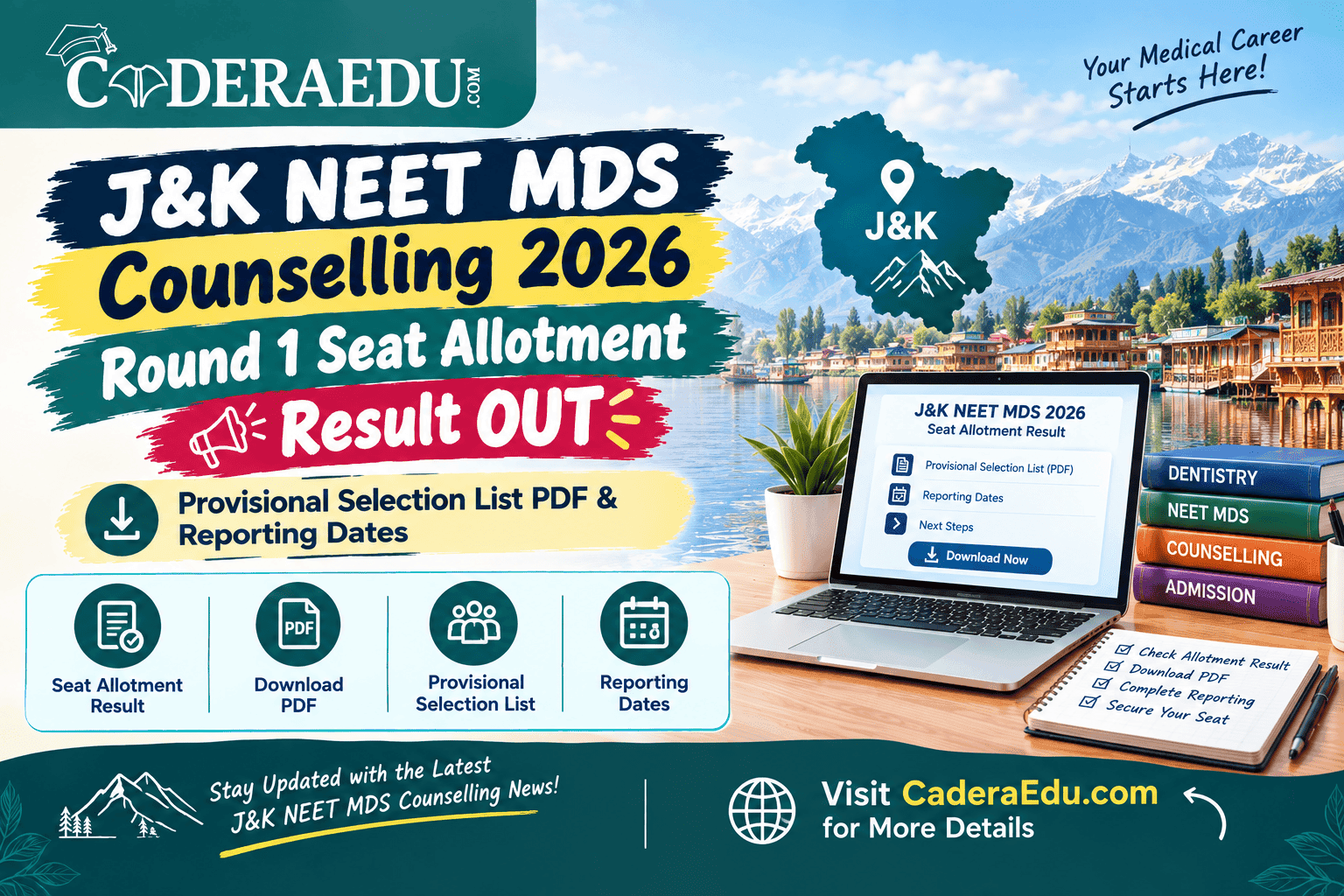 J&K NEET MDS Counselling 2026 Round 1 Seat Allotment Result OUT: Provisional Selection List PDF & Reporting Dates