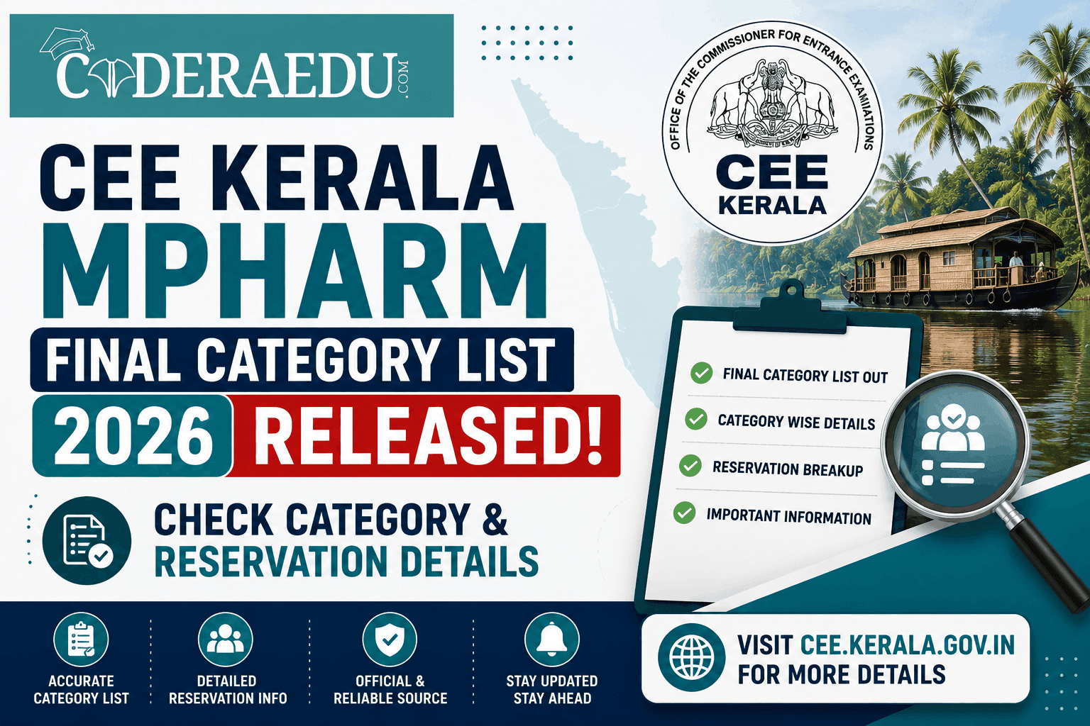 CEE Kerala MPharm Final Category List 2026 Released: Check Category & Reservation Details