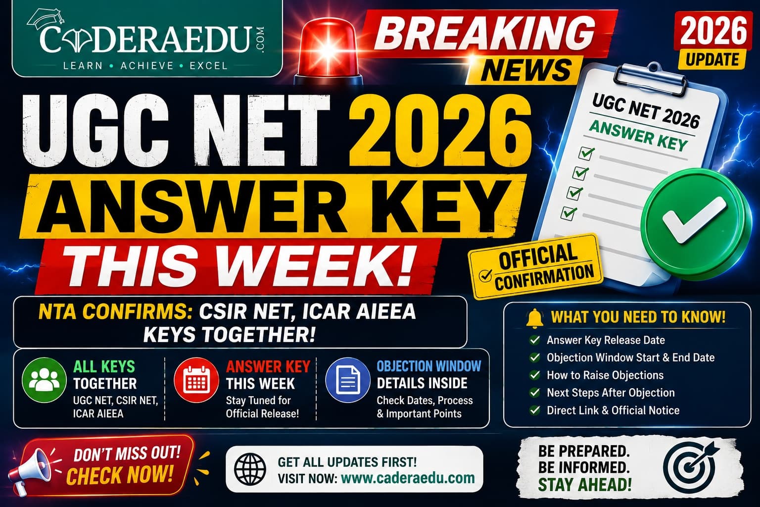 UGC NET 2026 Answer Key This Week: NTA Confirms CSIR NET, ICAR AIEEA Keys Together — Objection Window Details Inside
