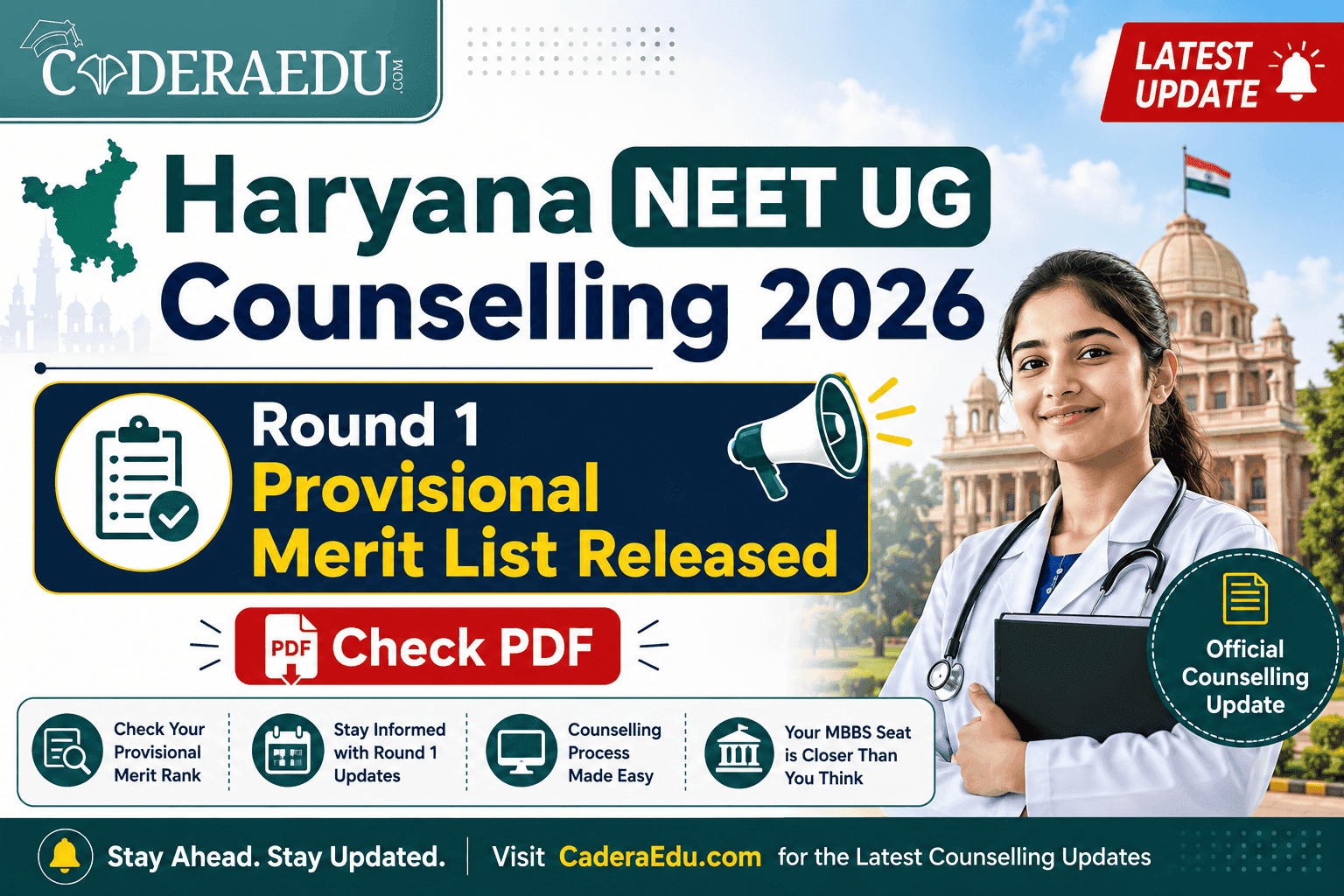 Haryana NEET UG Counselling 2026: Round 1 Provisional Merit List Released, Check PDF