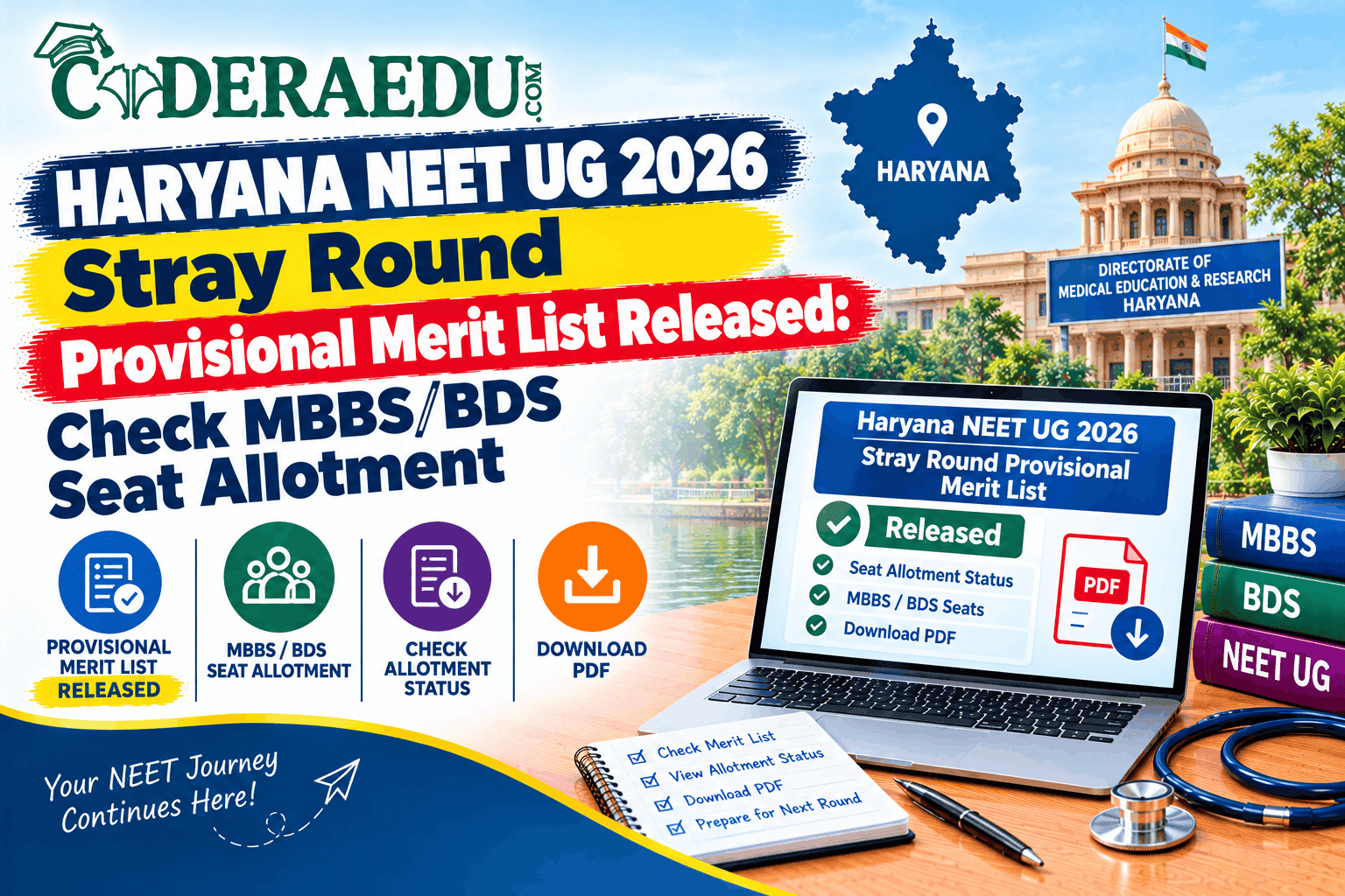Haryana NEET UG 2026 Stray Round Provisional Merit List Released: Check MBBS/BDS Seat Allotment