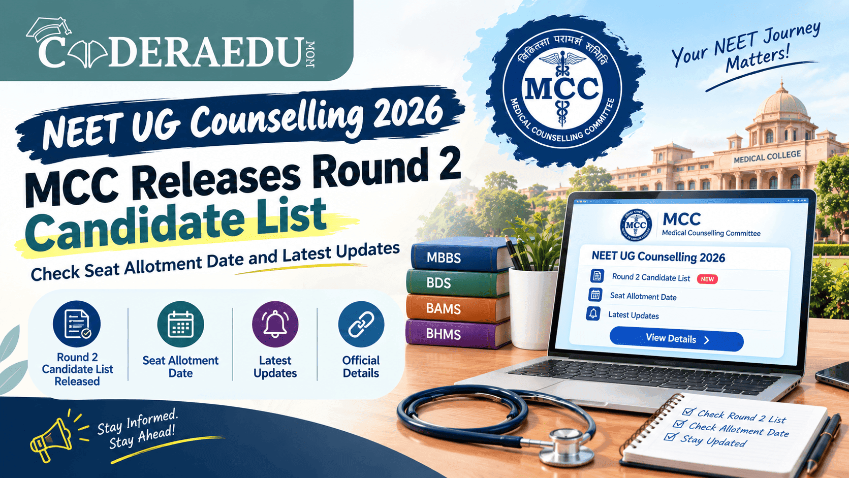 NEET UG Counselling 2026: MCC Releases Round 2 Candidate List; Check Seat Allotment Date and Latest Updates