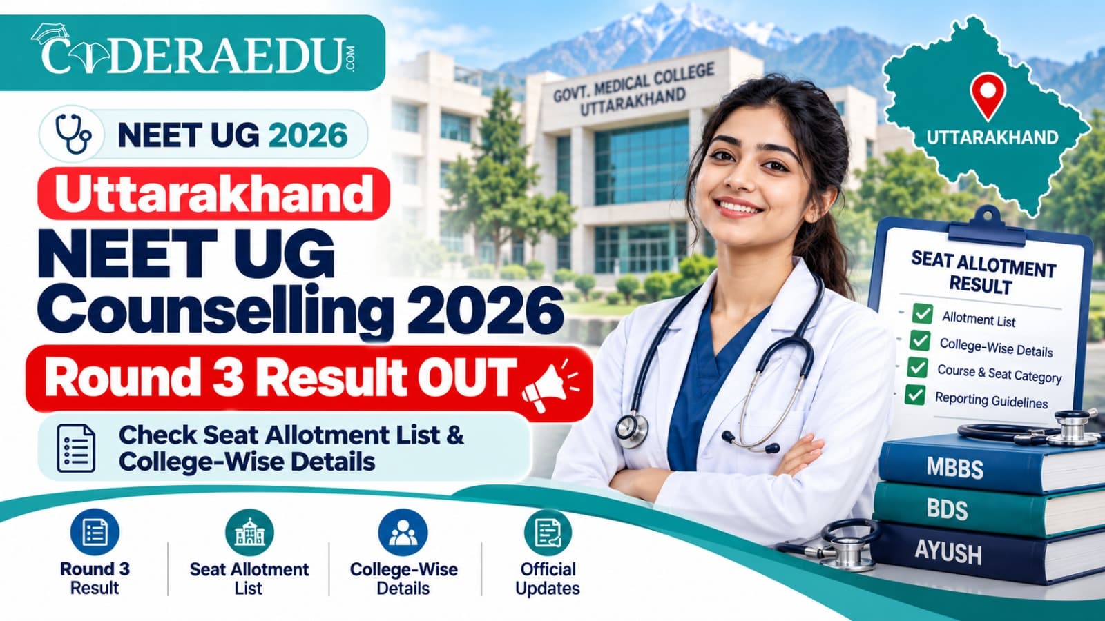 Uttarakhand NEET UG Counselling 2026 Round 3 Result OUT; Check Seat Allotment List & College-Wise Details