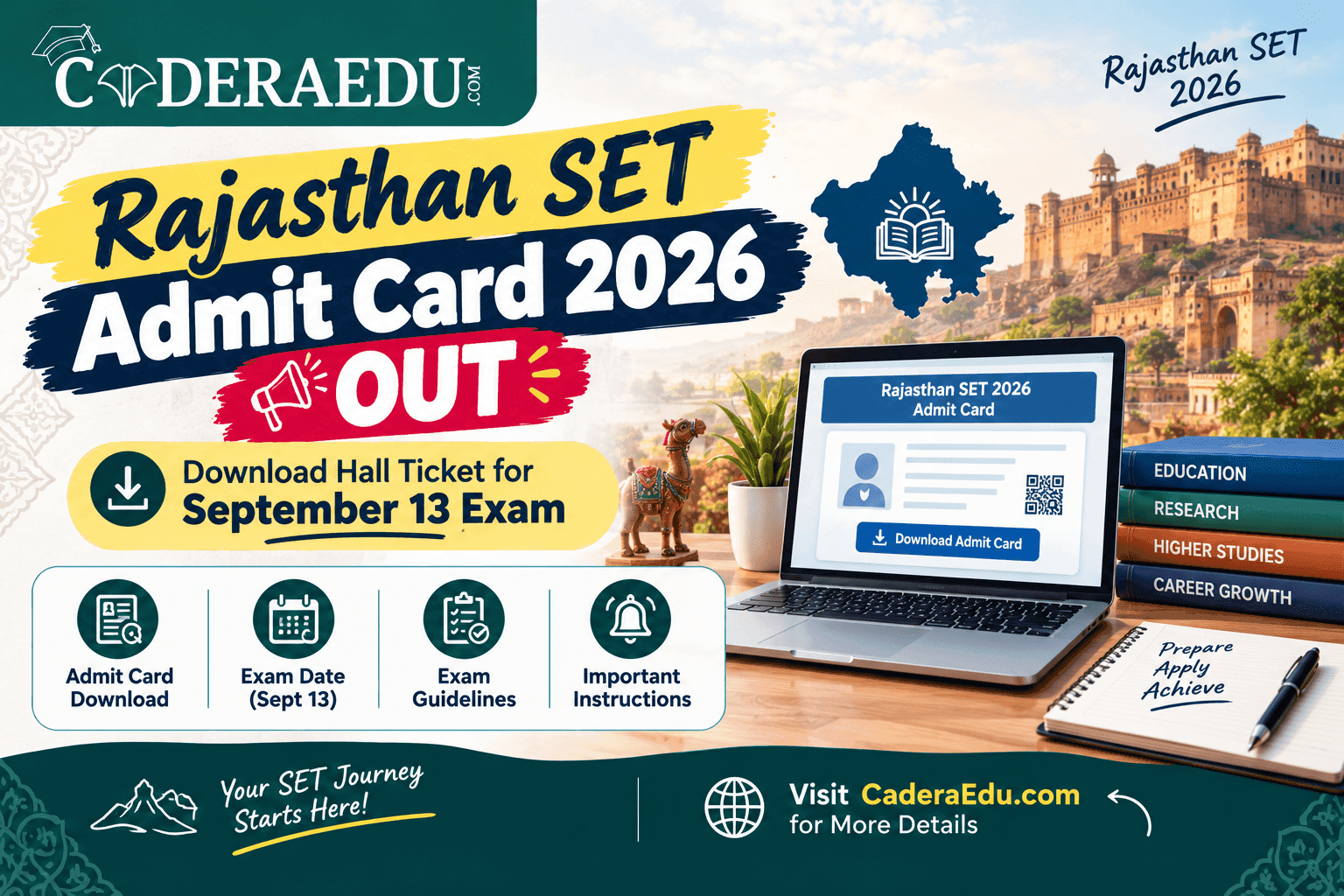 Rajasthan SET Admit Card 2026 OUT: Download Hall Ticket for September 13 Exam