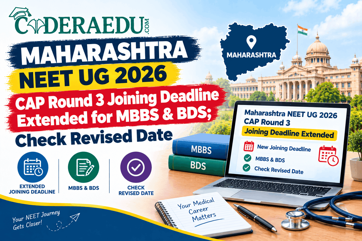 Maharashtra NEET UG 2026 CAP Round 3 Joining Deadline Extended for MBBS & BDS; Check Revised Date