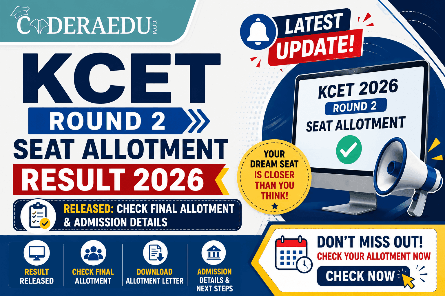 KCET Round 2 Seat Allotment Result 2026 Released: Check Final Allotment & Admission Details