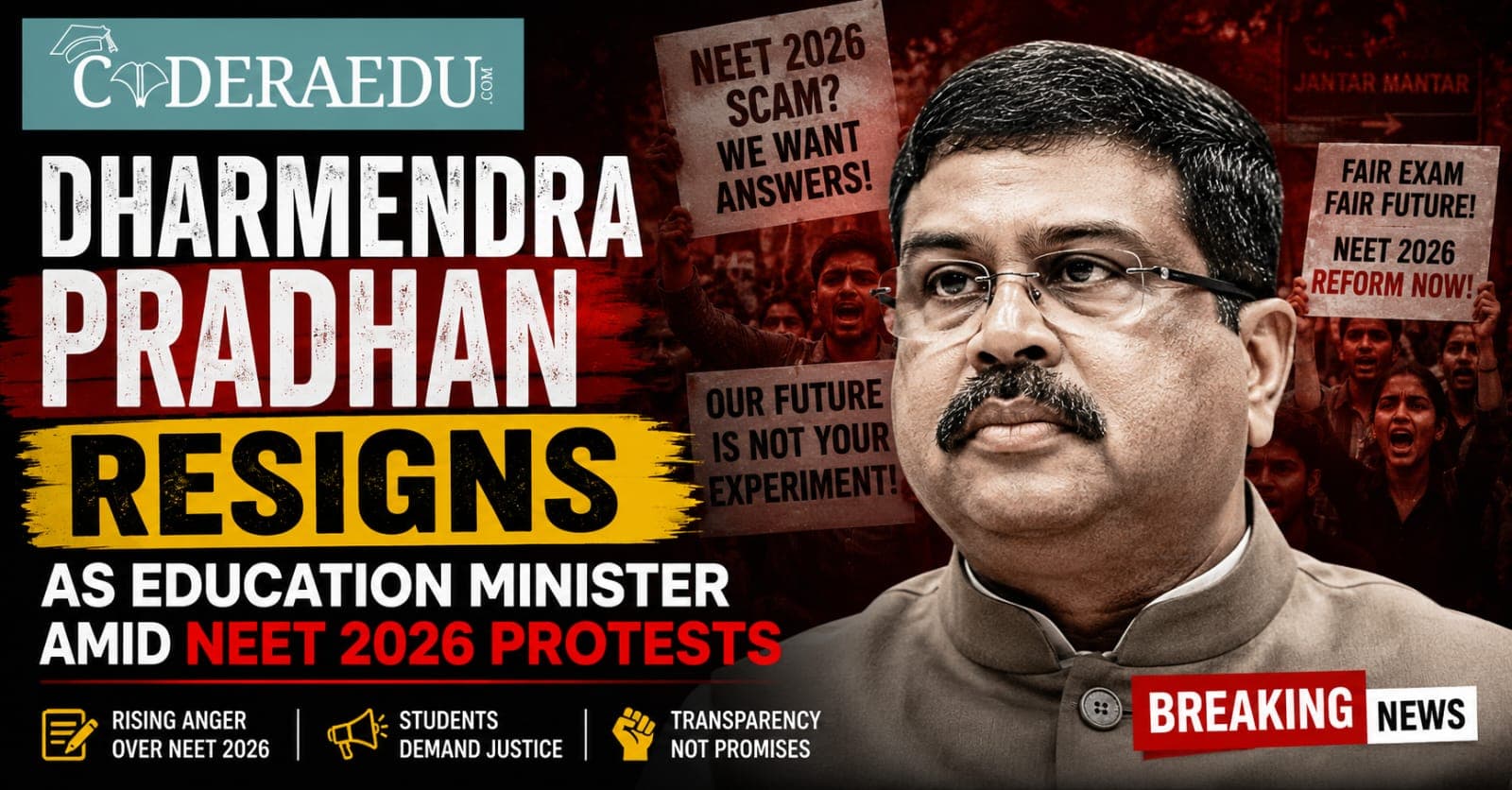 Dharmendra Pradhan Resigns As Education Minister Amid CJP Protests