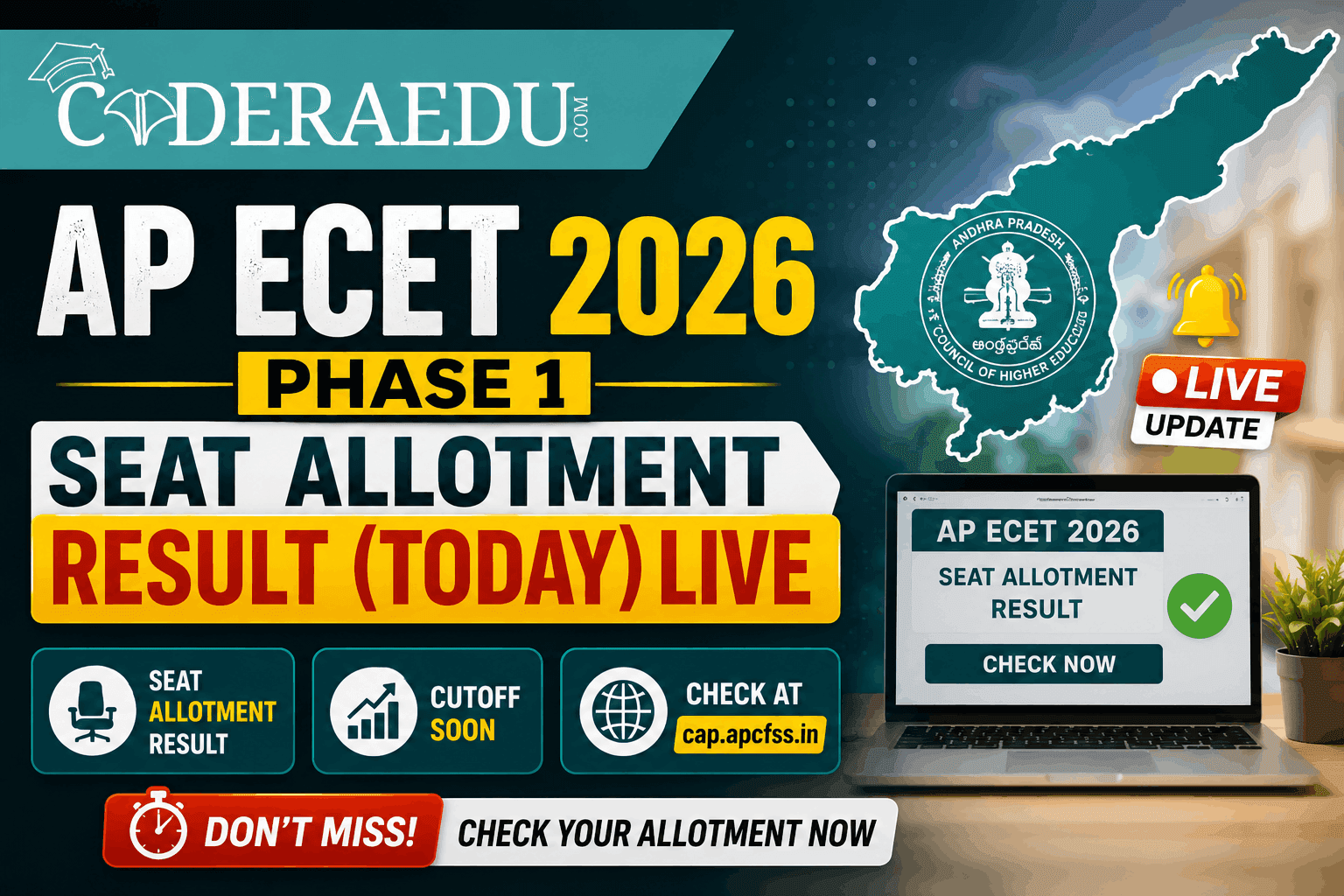 AP ECET 2026 Phase 1 Seat Allotment Result (Today) LIVE: Cutoff Soon at cap.apcfss.in