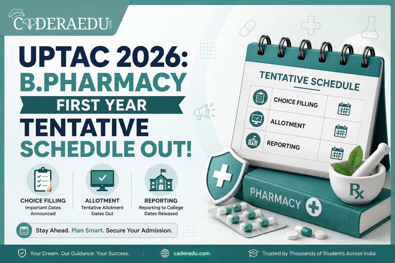 UPTAC 2026: B.Pharmacy First Year Tentative Schedule Out Choice Filling, Allotment & Reporting Dates Inside