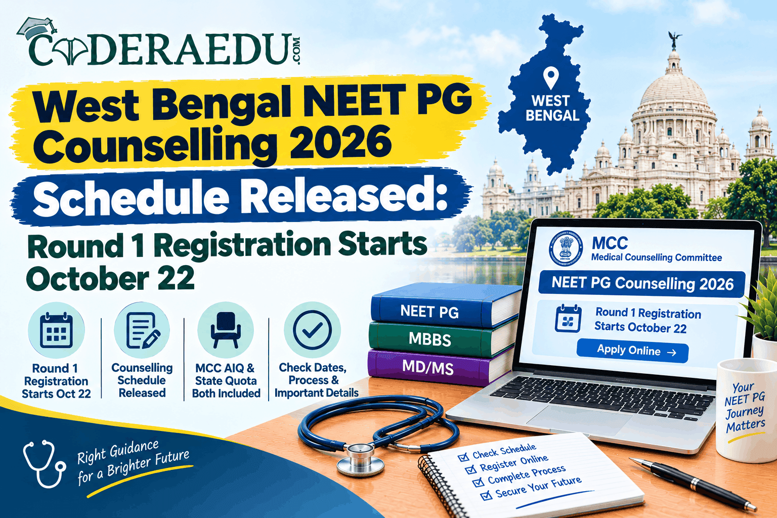 West Bengal NEET PG Counselling 2026 Schedule Released: Round 1 Registration Starts October 22