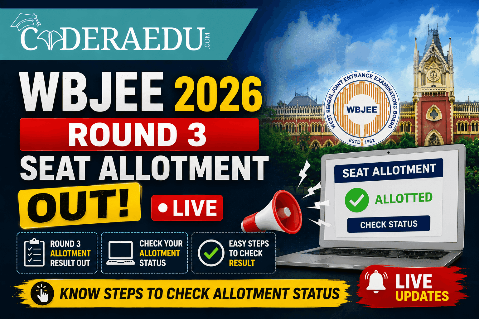 WBJEE 2026 Round 3 Seat Allotment (OUT) LIVE: Know Steps to Check Allotment Status